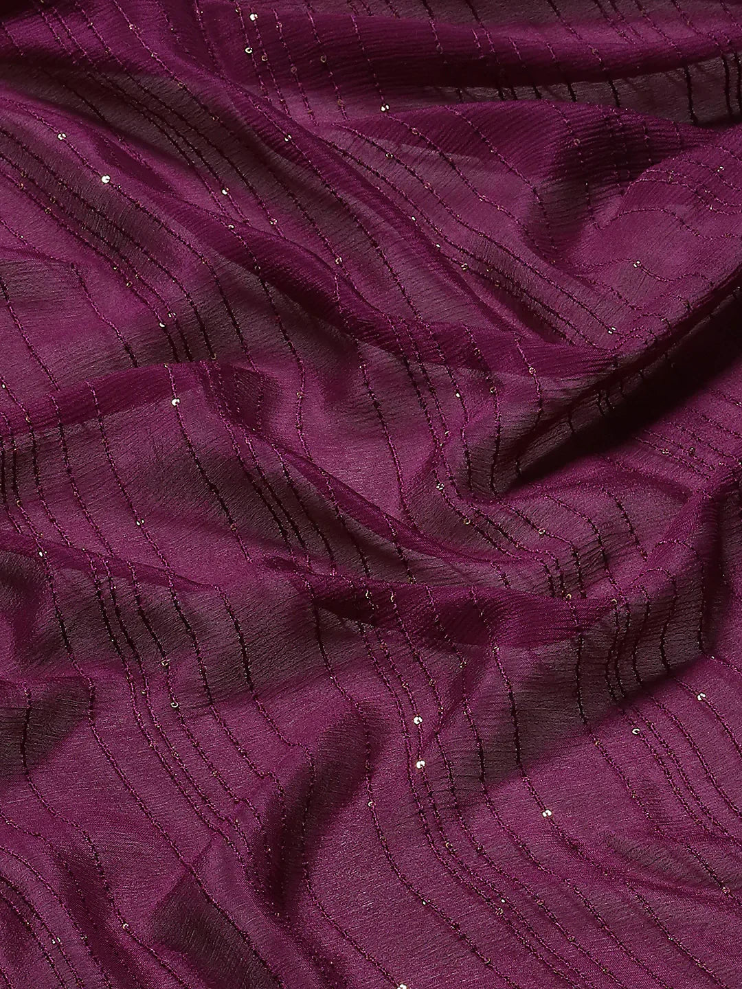 Sequin Embroidered Crepe Plain Saree