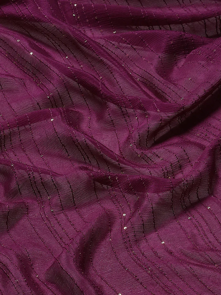 Sequin Embroidered Crepe Plain Saree