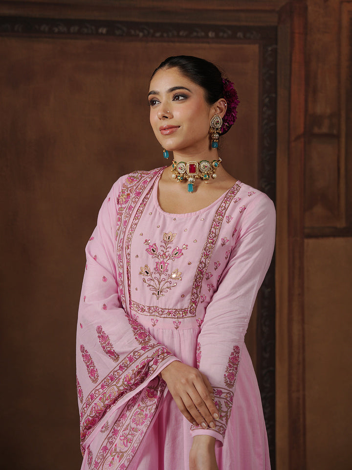 Woven Design Cotton Blend Kurta With Pant &amp; Dupatta
