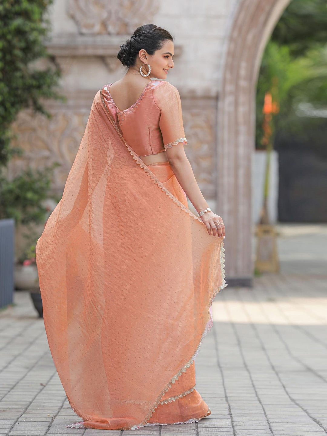 Cutdana Embroidery Organza Saree