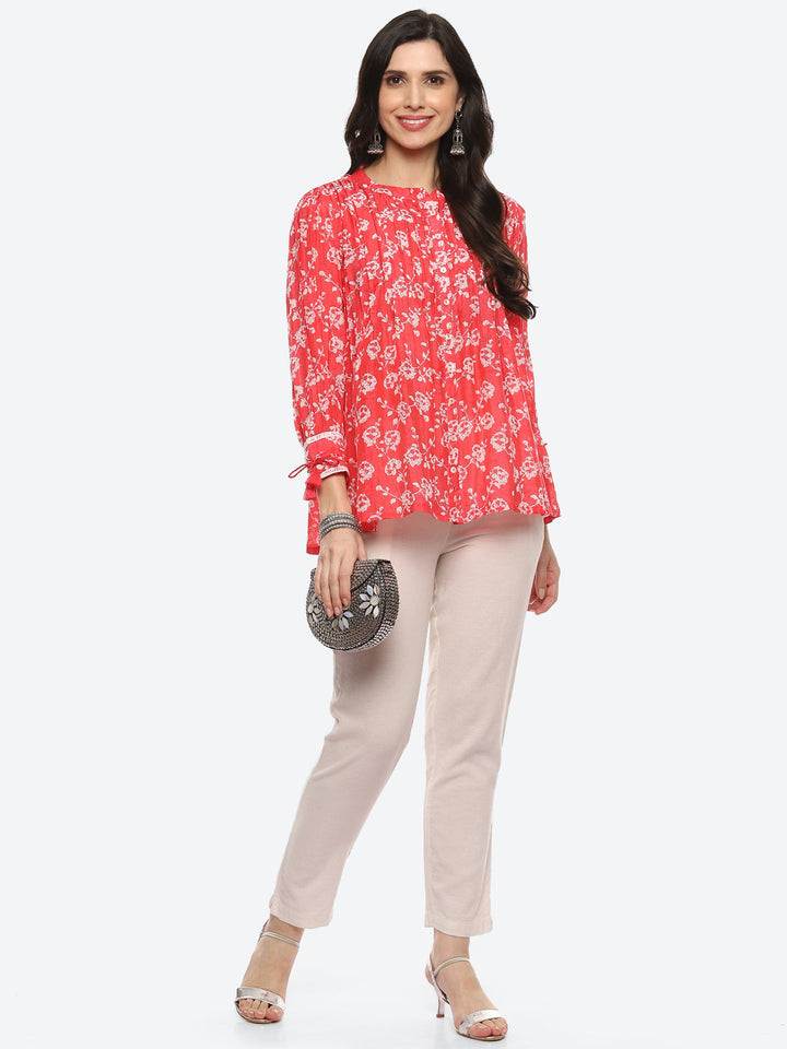 Floral Printed Muslin Kurti
