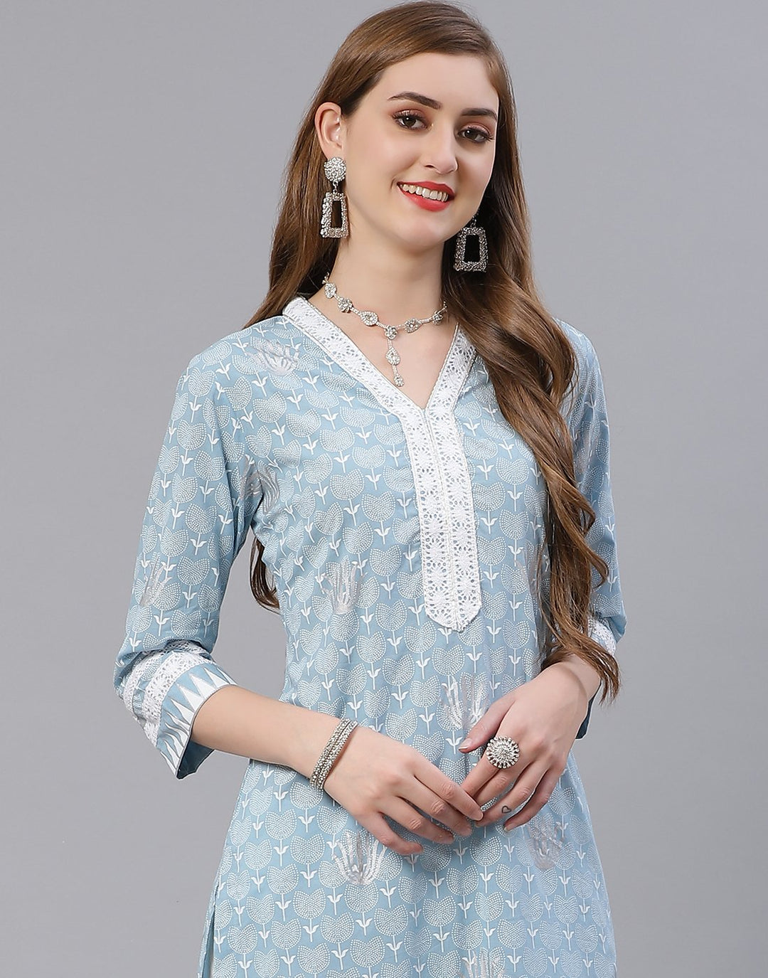 Printed Cotton Kurti Pant Set