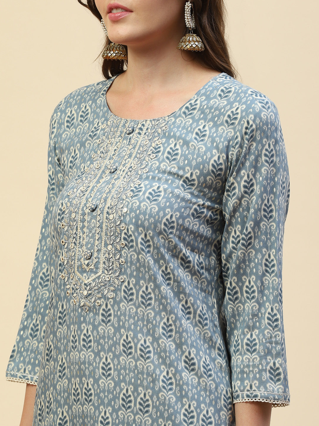 Digital Printed Cotton Kurta With Pants &amp; Cotton Dupatta