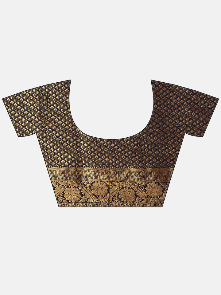 Zari Border Booti Art Handloom Saree With Running Blouse