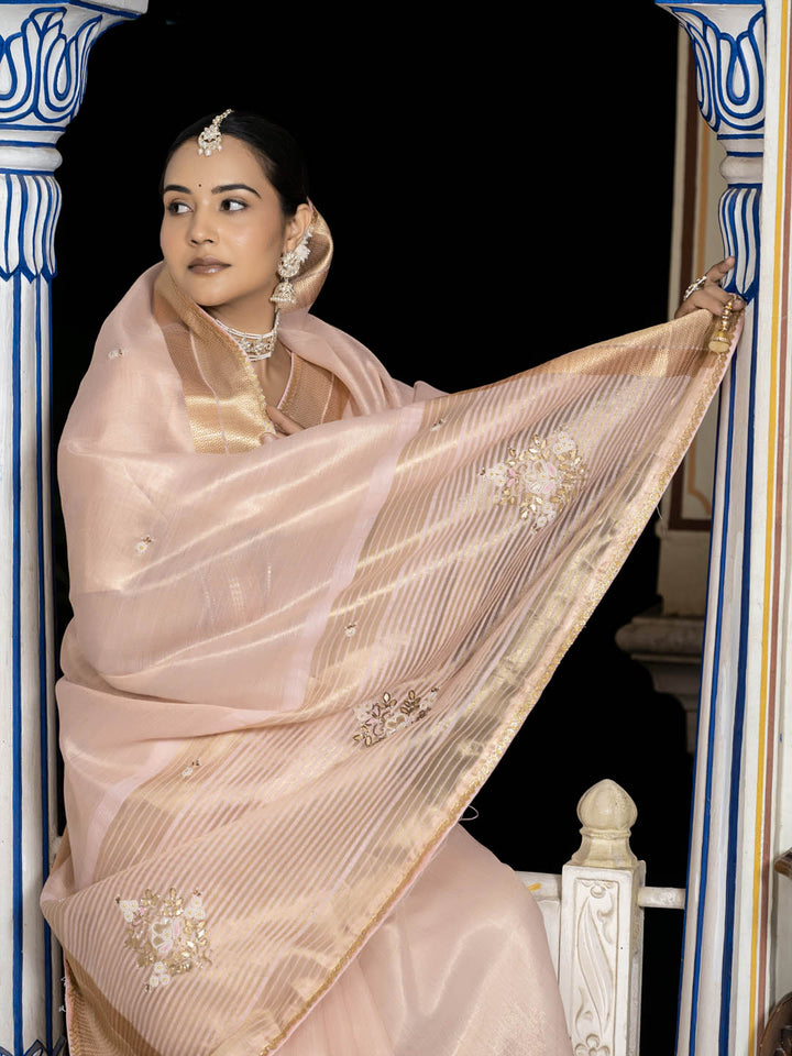 Plain Woven Border Linen Saree
