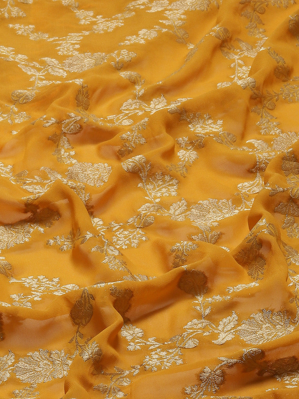 Floral Zari Jaal Georgette Plain Saree