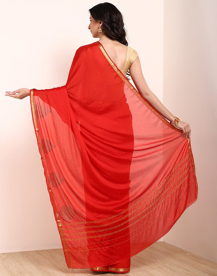 MBZ Meena Bazaar-Yellow Art Crepe Saree