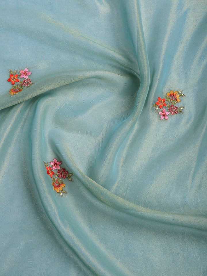 Embroidered Tissue Suit Set With Dupatta