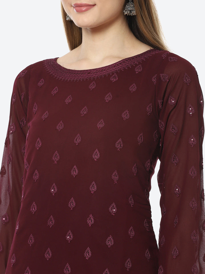 Resham Booti Georgette Kurta With Garara &amp; Georgette Dupatta