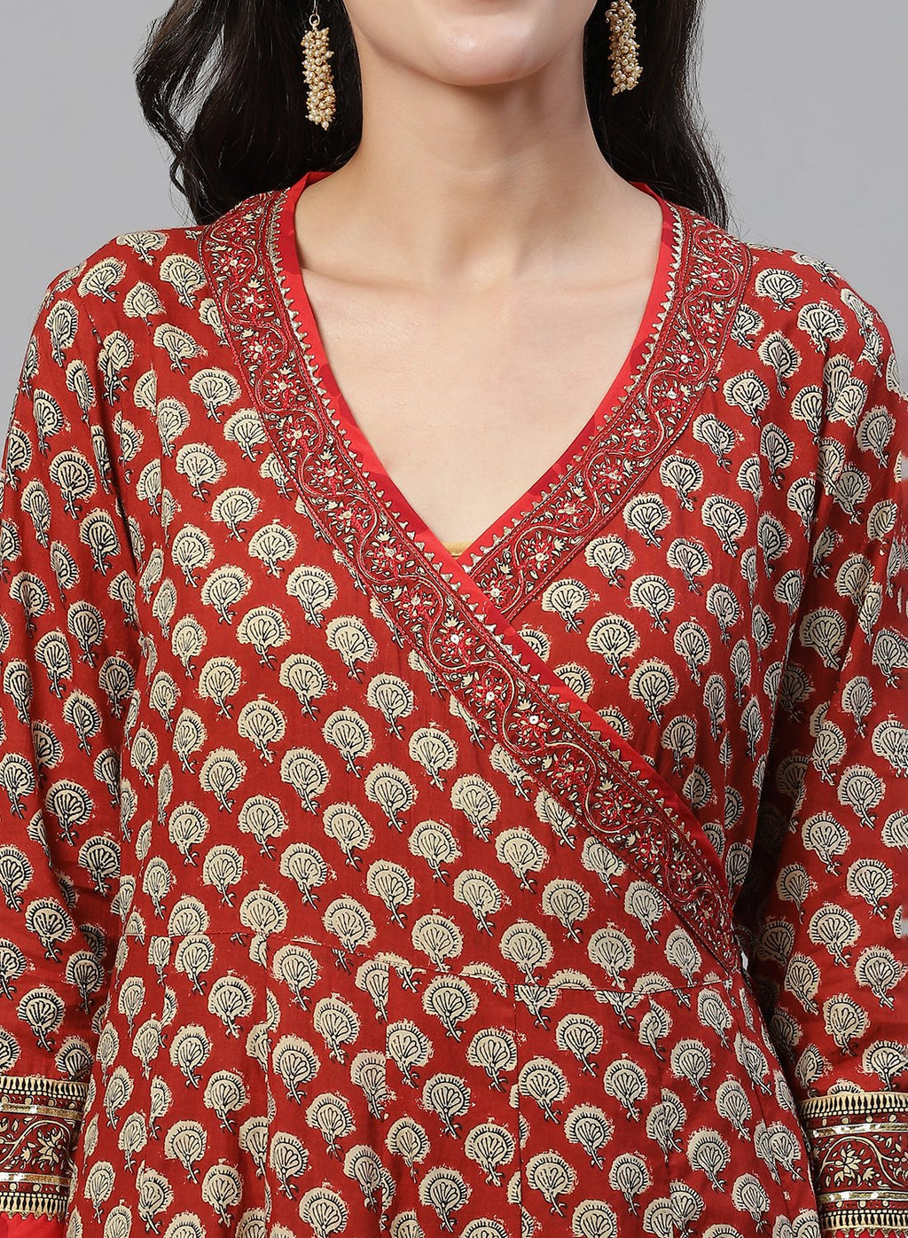 Printed Cotton Angrakha Kurti