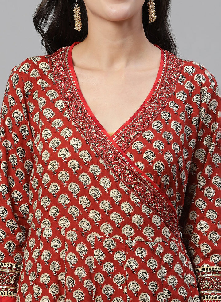 Printed Cotton Angrakha Kurti