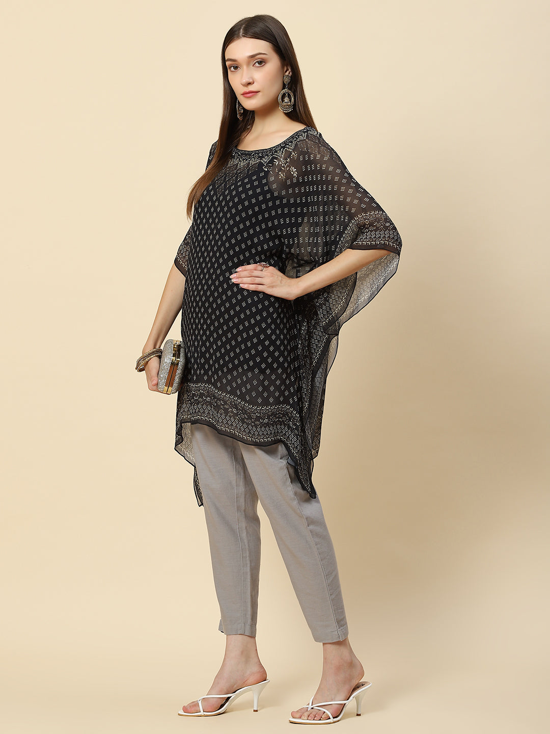 Digital Printed Georgette Kaftan Kurta
