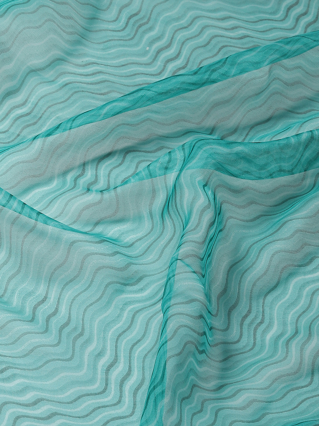 Printed &amp; Embroidered Border Organza Saree