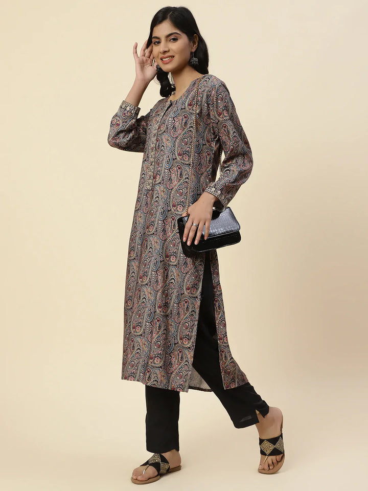 Printed Pashmina Kurta With Pants