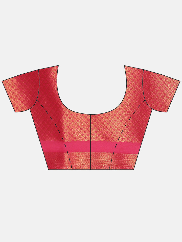 Brocade Zari Jaal  Art Handloom Saree With Contrast Blouse