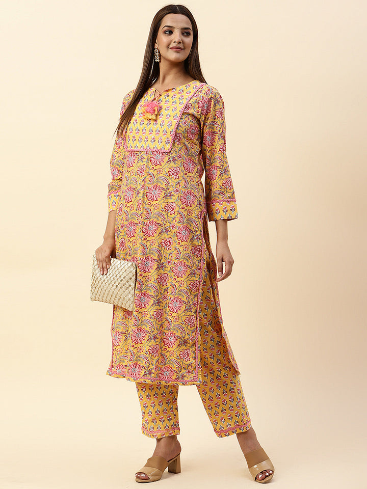 Printed Cotton Kurta With Pants