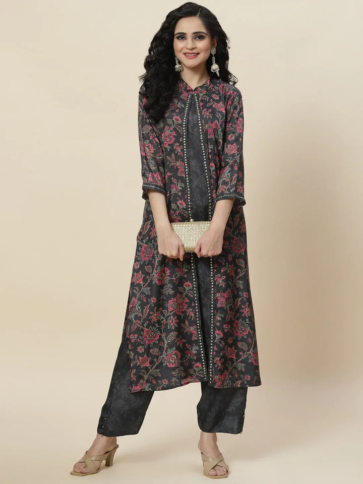 Printed Crepe Kurta With Palazzo