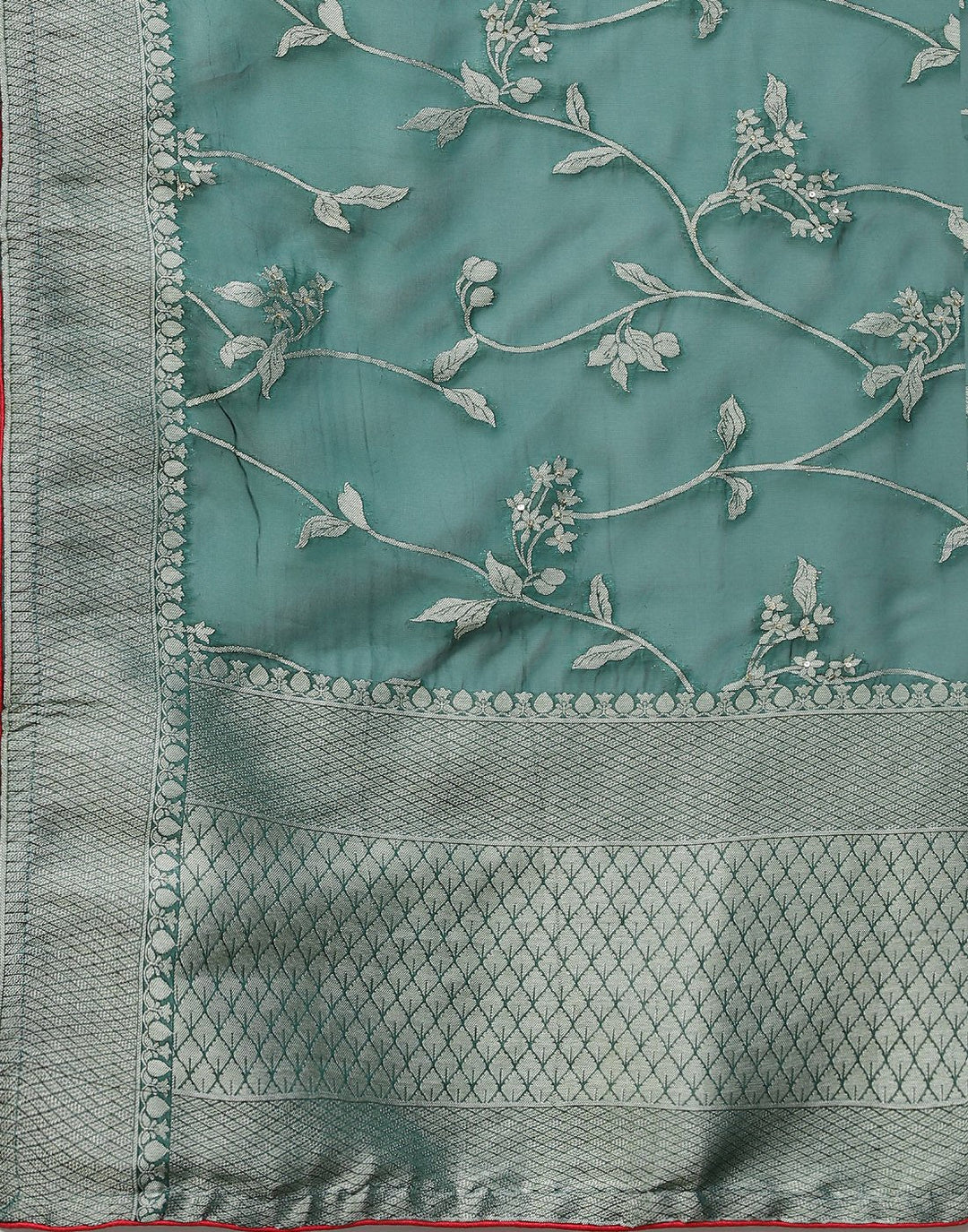 Embroidered Georgette Suit Piece With Banarasi Dupatta