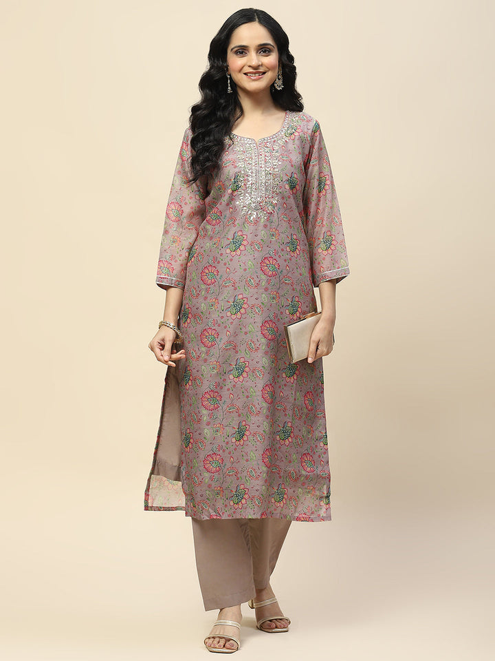 Gota Work Chanderi Kurta With Pants