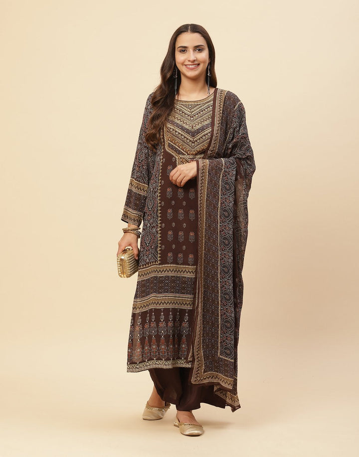 Digital Printed Crepe Salwar Kameez Stitched Suit With Georgette Dupatta