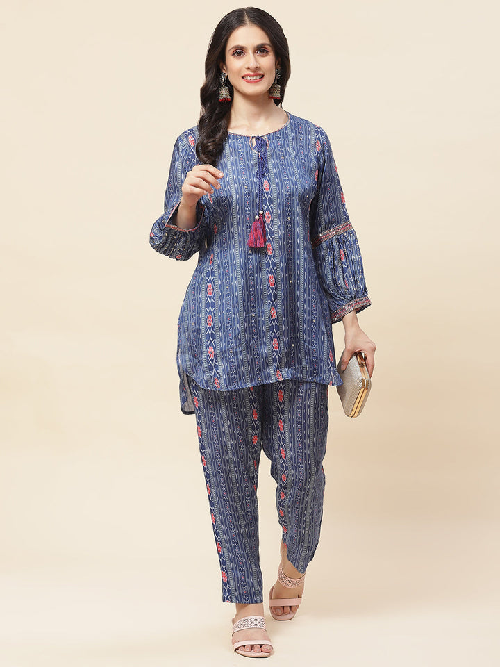 Printed Muslin Kurti With Pants