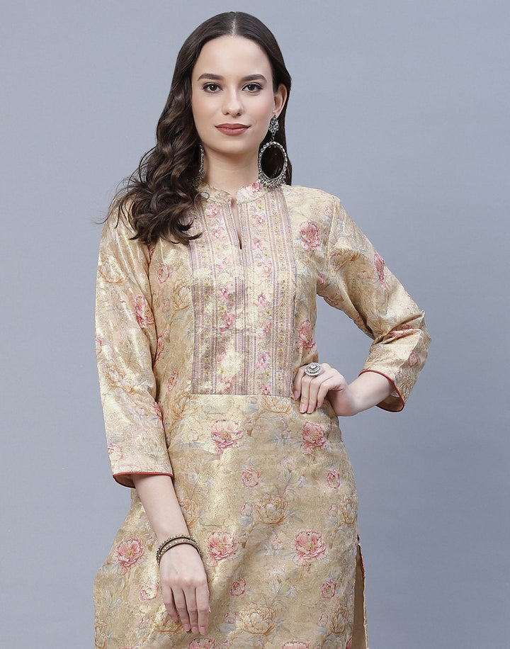 Chanderi Printed Kurti Pant Set