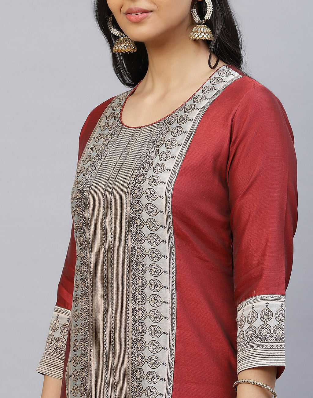 Chanderi Printed Kurti Pant Set