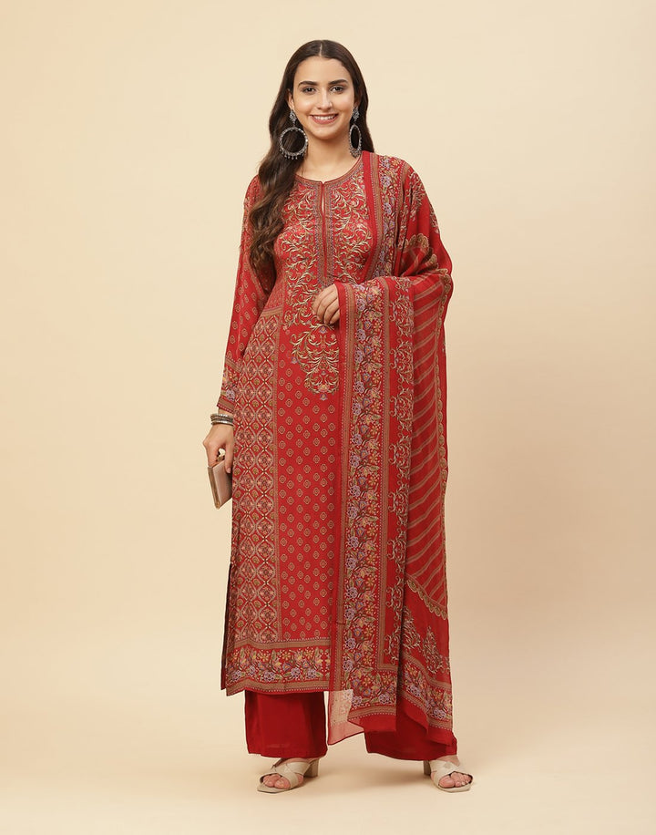 Digital Printed Crepe Salwar Kameez Stitched Suit With Georgette Dupatta