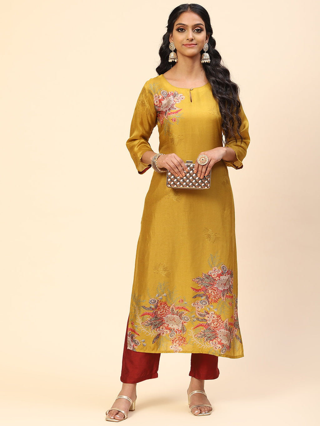 Floral Printed Cotton Kurta With Pants