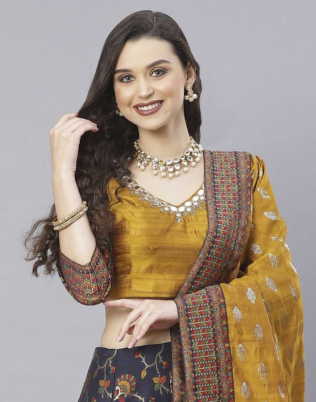 Banarasi Handloom Dupion silk Lehenga with contrast dupatta