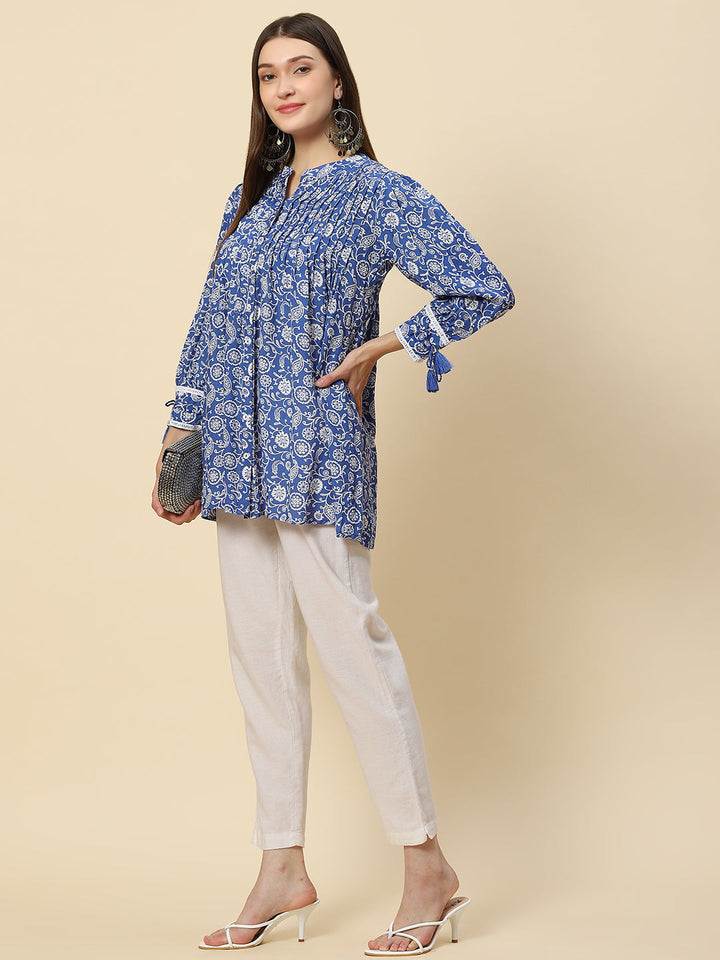 Floral Printed Muslin Kurta