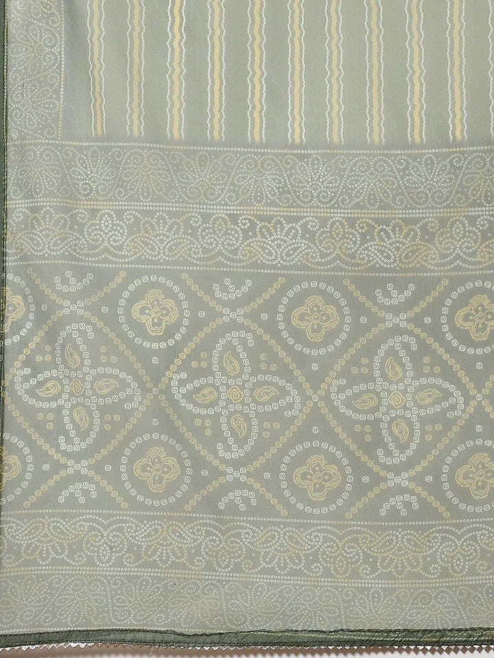 Bandhani Printed Organza Unstitched Suit Piece With Dupatta