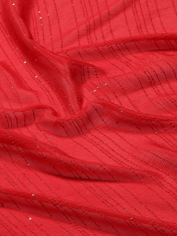Sequin Embroidered Crepe Plain Saree