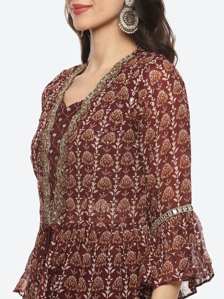 Resham Embroidered Georgette Choli Jacket With Lehenga &amp; Dupatta