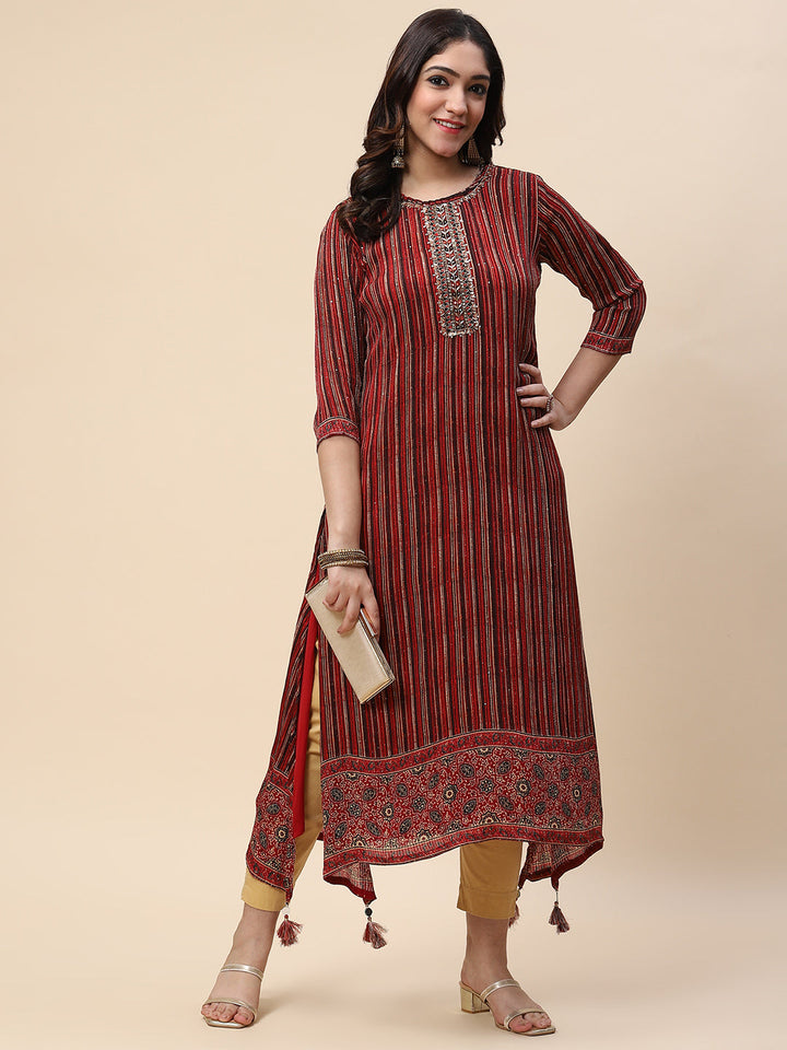 Printed &amp; Sequin Work Georgette Kurta