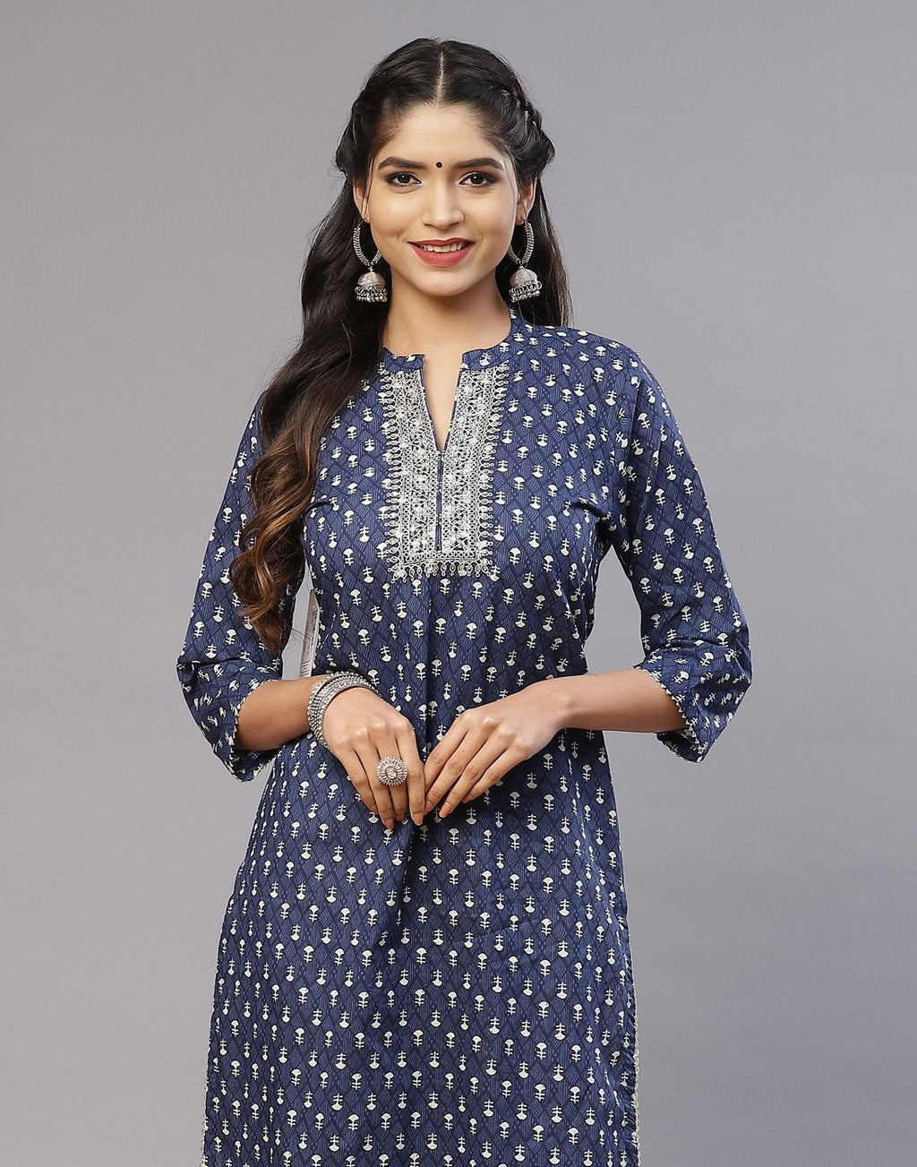 Cotton Kurti With Yoke Embroidery