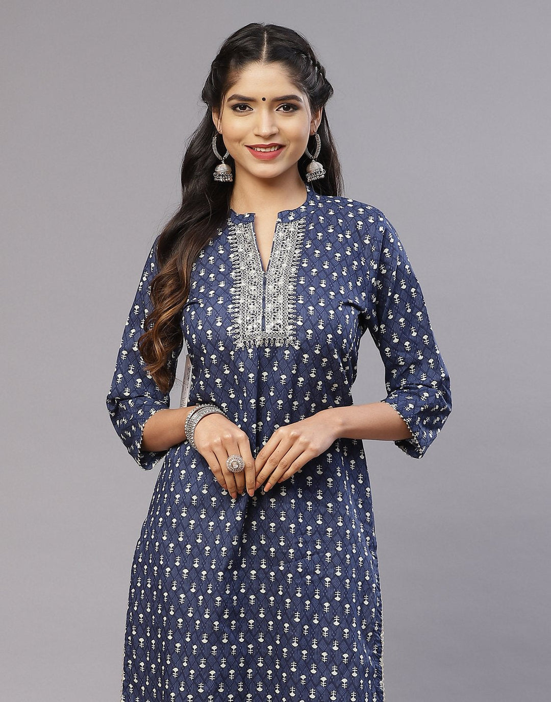 Cotton Kurti With Yoke Embroidery