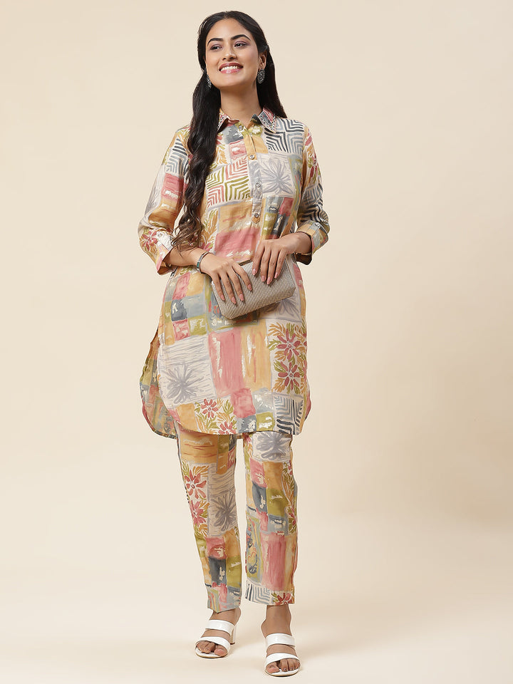 Printed Muslin Kurta With Pants