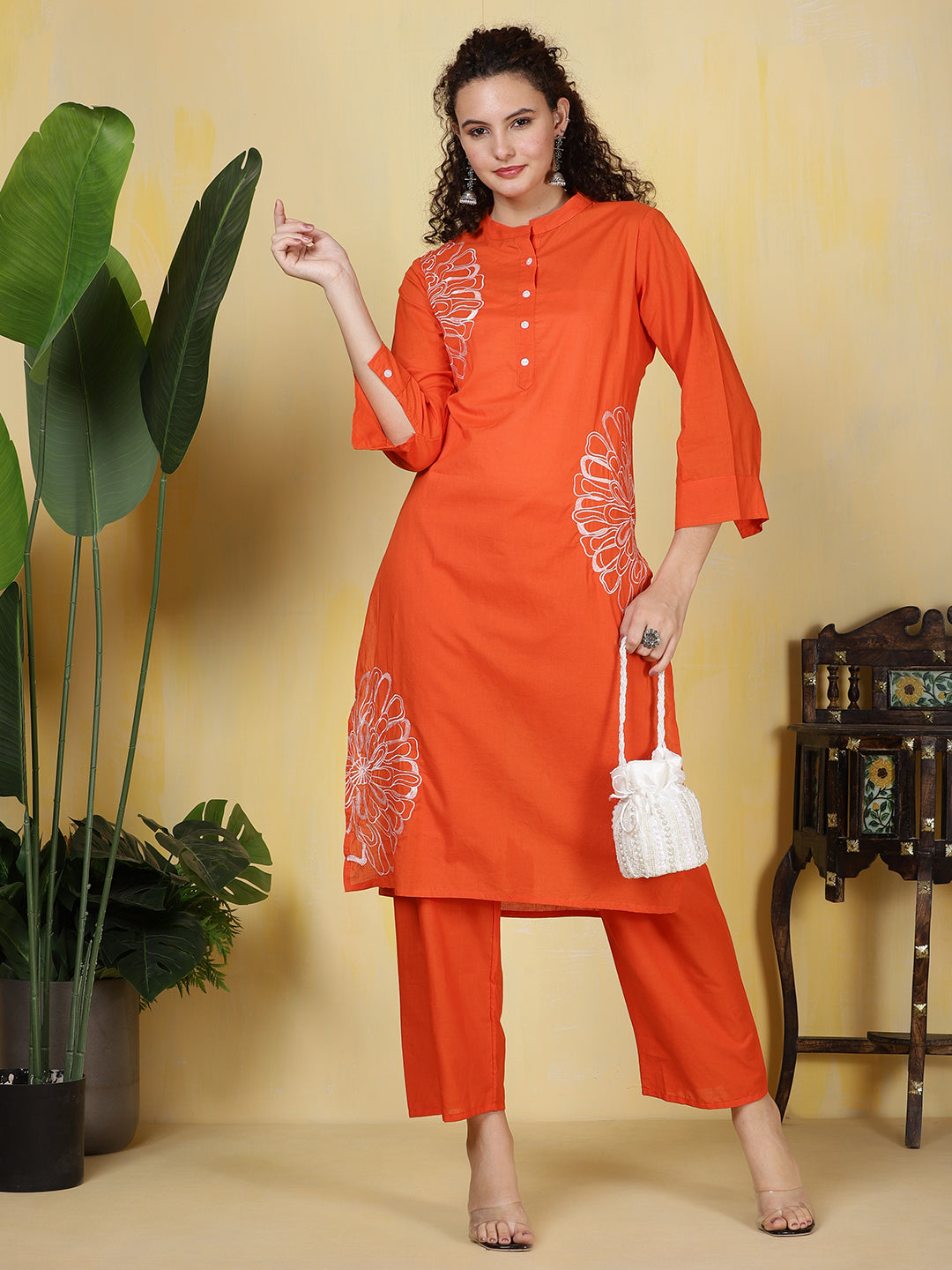 Printed Cotton Blend Kurta With Pants