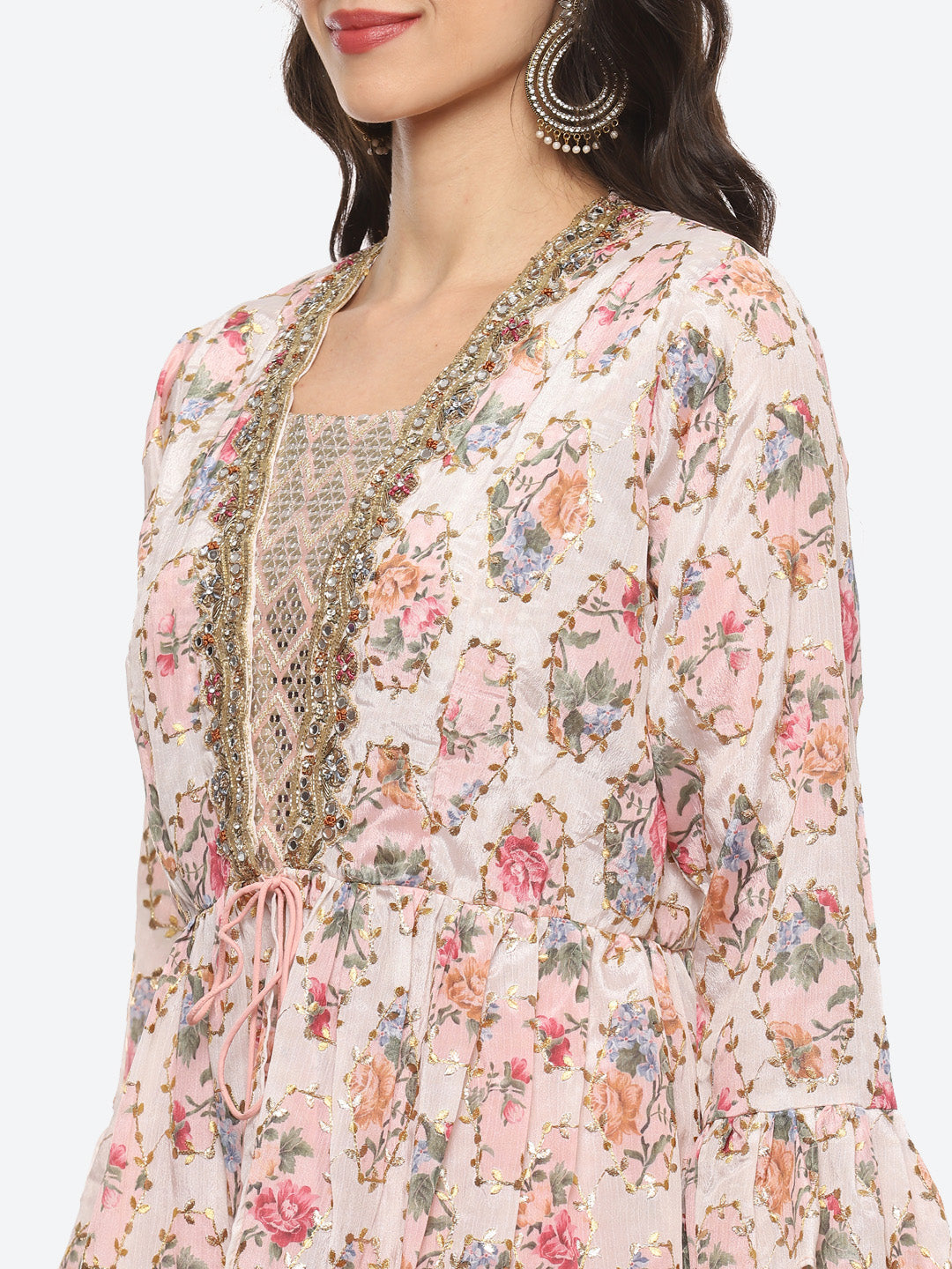 Resham Embroidered Crepe Choli Jacket With Lehenga &amp; Dupatta