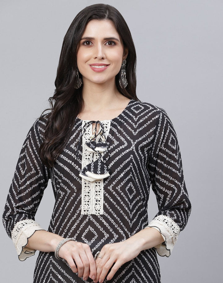 Bandhini Print Cotton Kurti with Palazzo