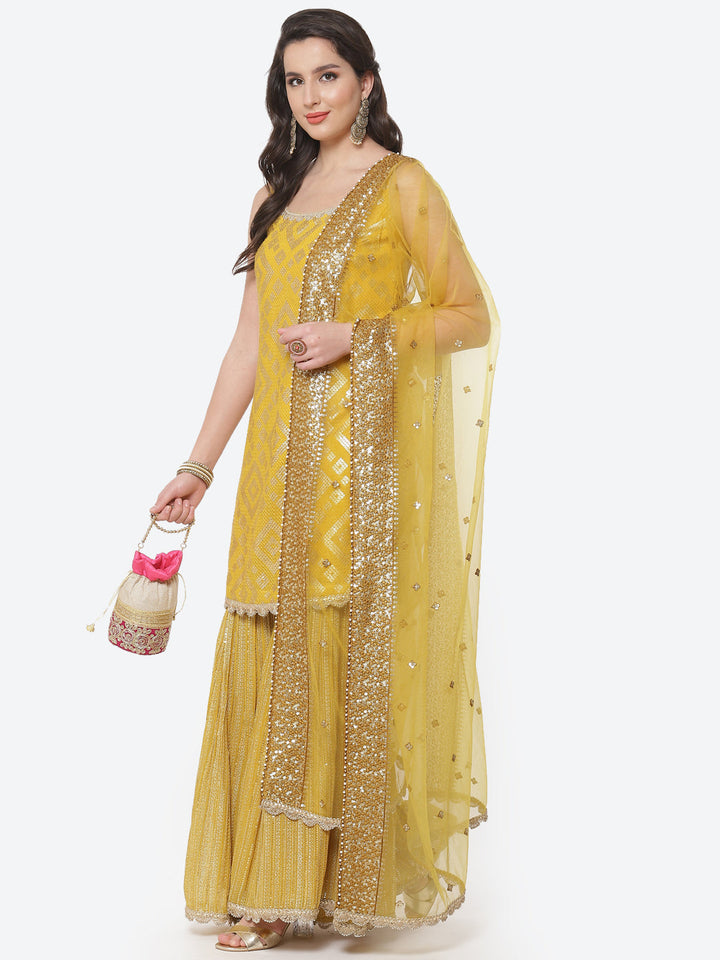 Sequence Work Georgette Stitched Salwar Kameez With Net Dupatta