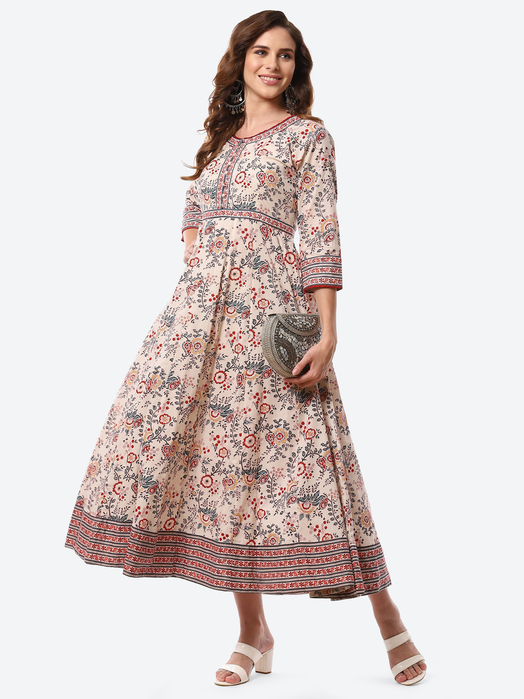 Floral Printed Cotton Anarkali Kurta