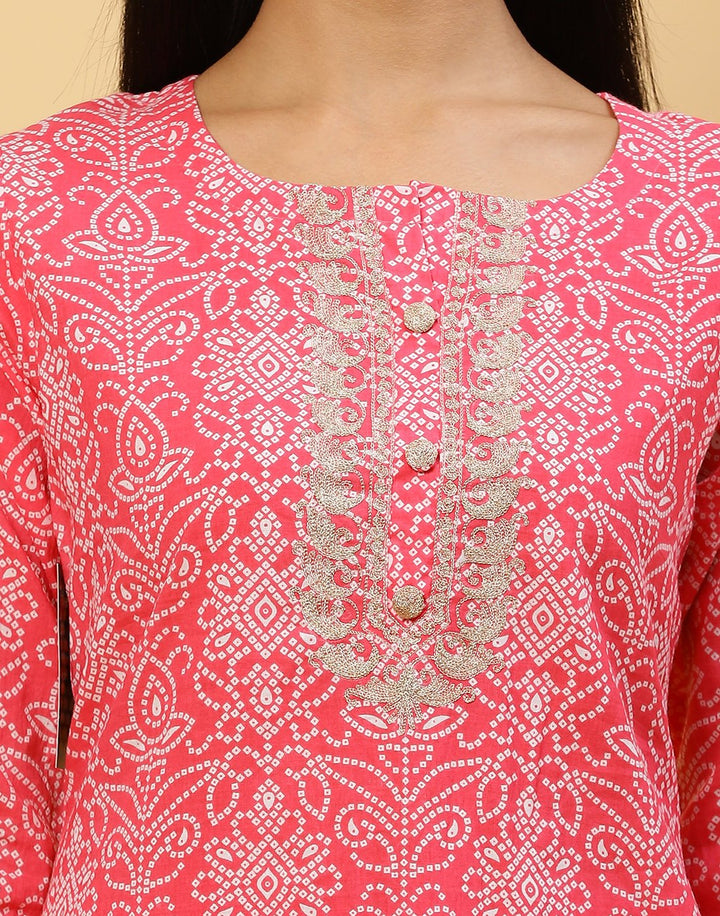 Printed Cotton Kurti With Pant