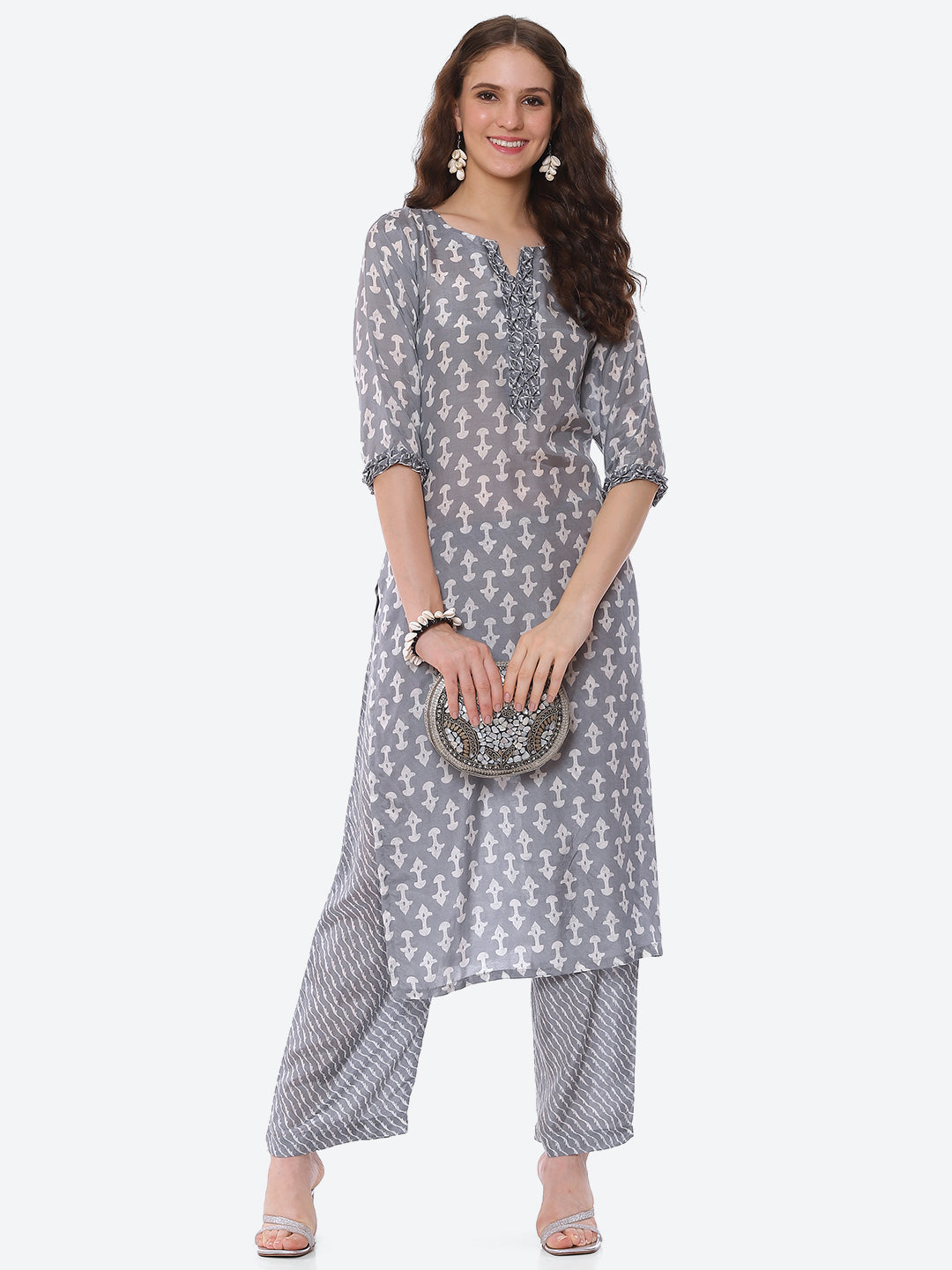 Printed Muslin Kurta With Pant