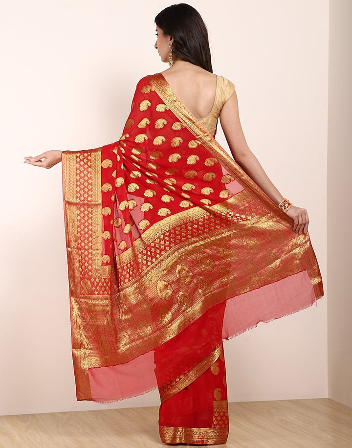 MBZ Meena Bazaar-Art Chiffon Saree with Border Booti