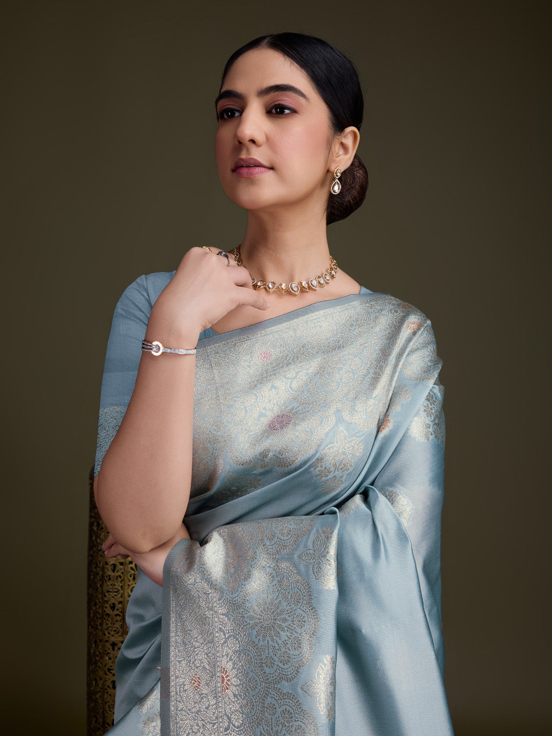 Zari Jaal Woven Art Silk Saree