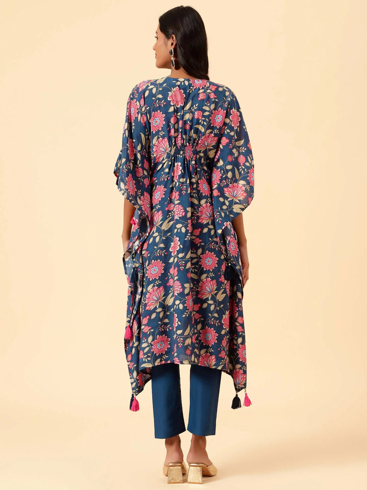 Floral Printed Muslin Kaftan Kurta
