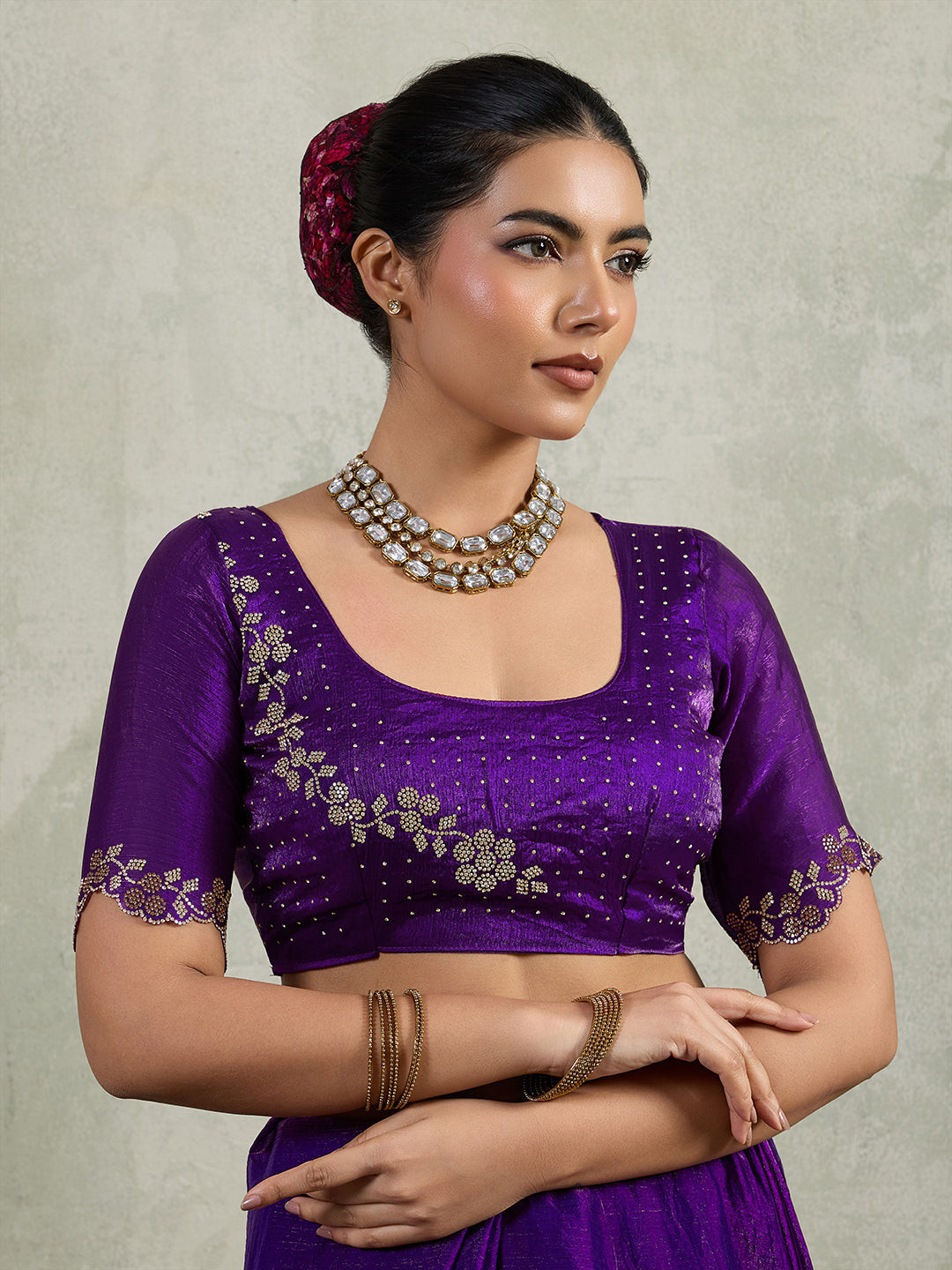 Embroidered Satin Saree