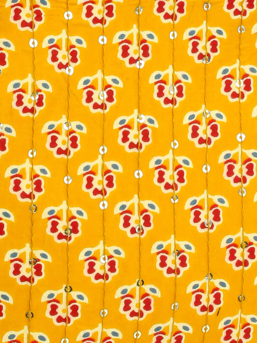 Mustard Printed Cotton Clutch